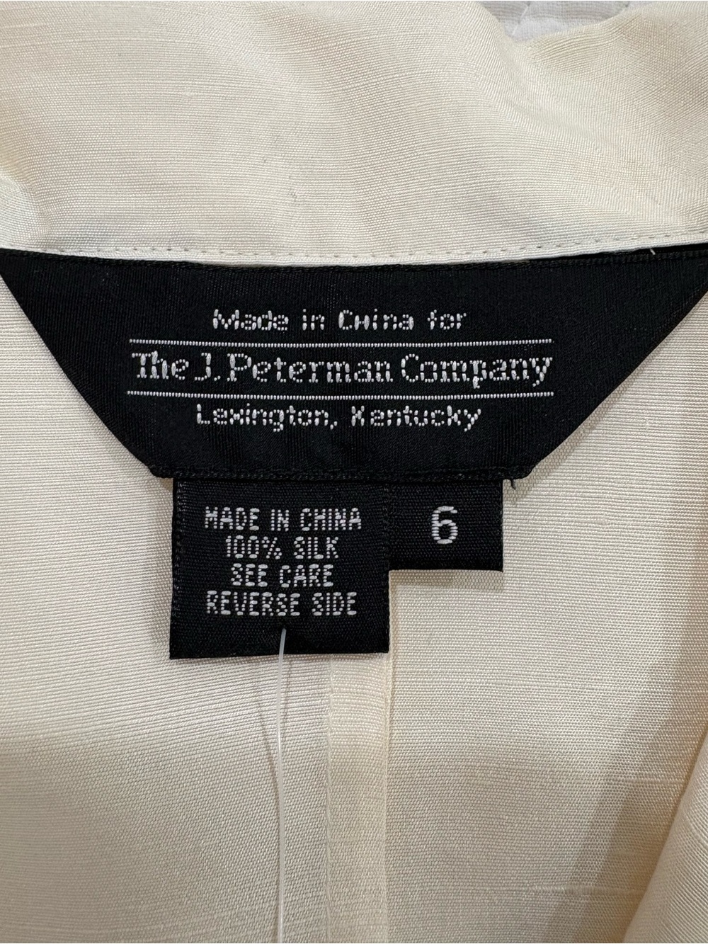J. Peterman Silk Cream Button-Front Tailored Blouse - Picture 3 of 8